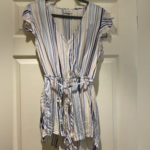 Bella Dahl multi colored striped flutter sleeve romper size small